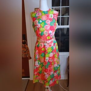 Bright and bold floral vintage dress.